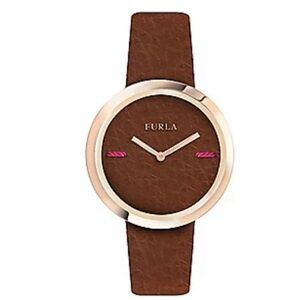 Furla My Piper Brown Dial Calfskin Leather Watch